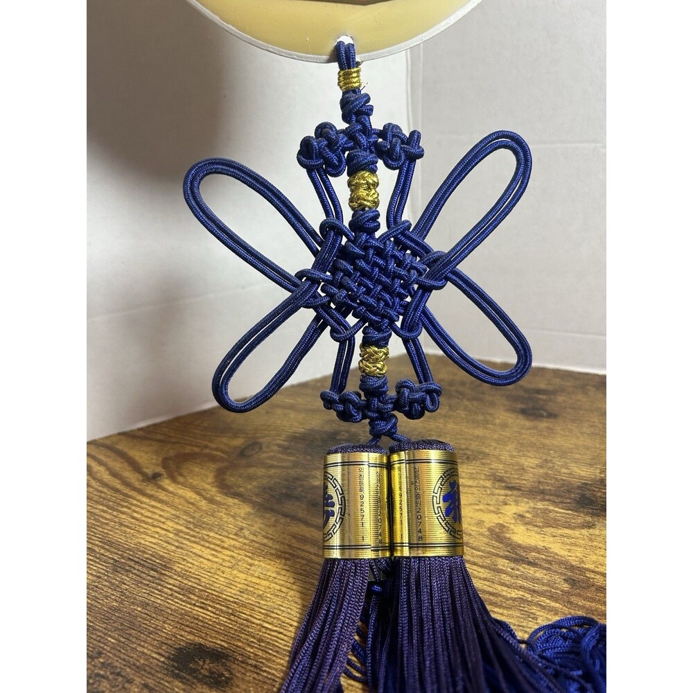 Korean Wedding Knot Tassel Hanging Ornament Medallion Decor 20” Blue Vintage - Picture 8 of 11